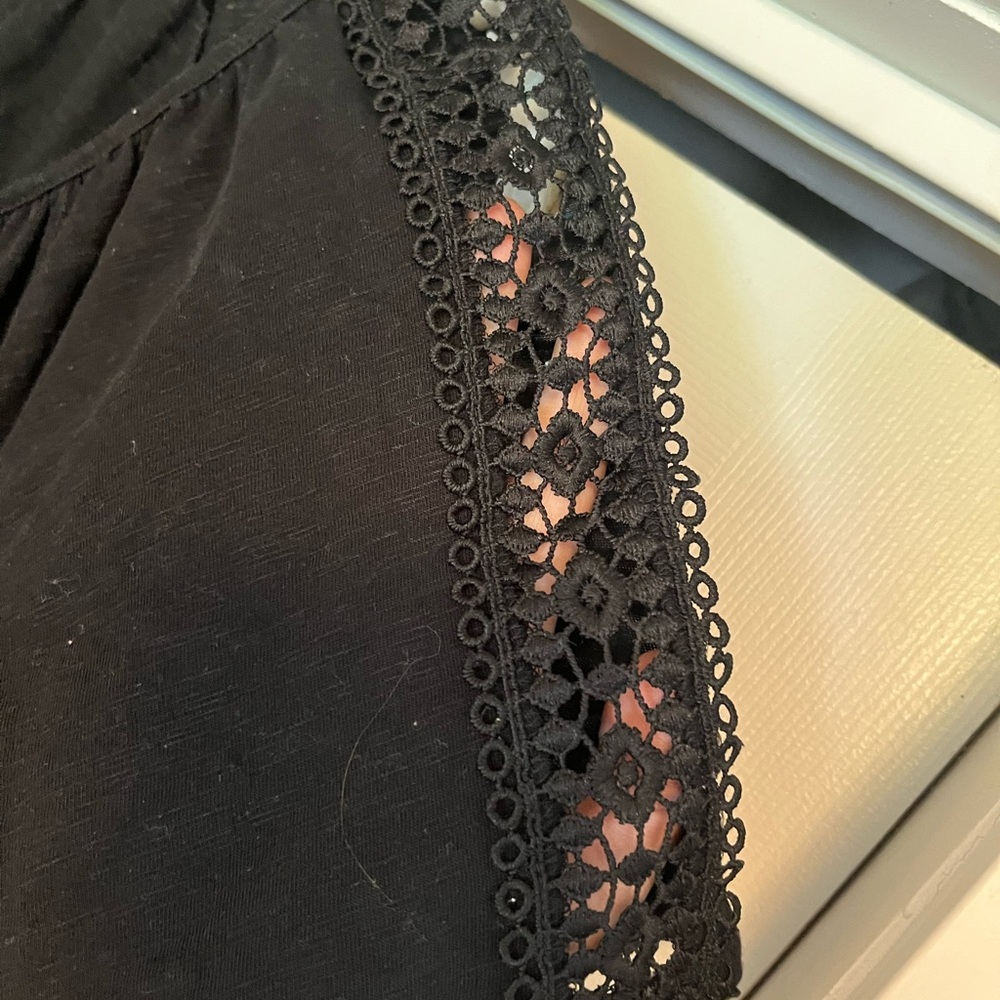 St. John's Bay Black Crochet Accent Blouse - Picture 3 of 4